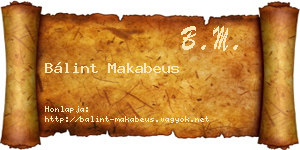 Bálint Makabeus névjegykártya